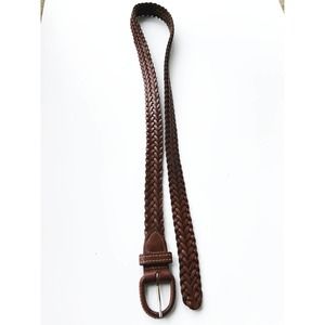 Womens Braided Brown Split Leather Belt Size 36